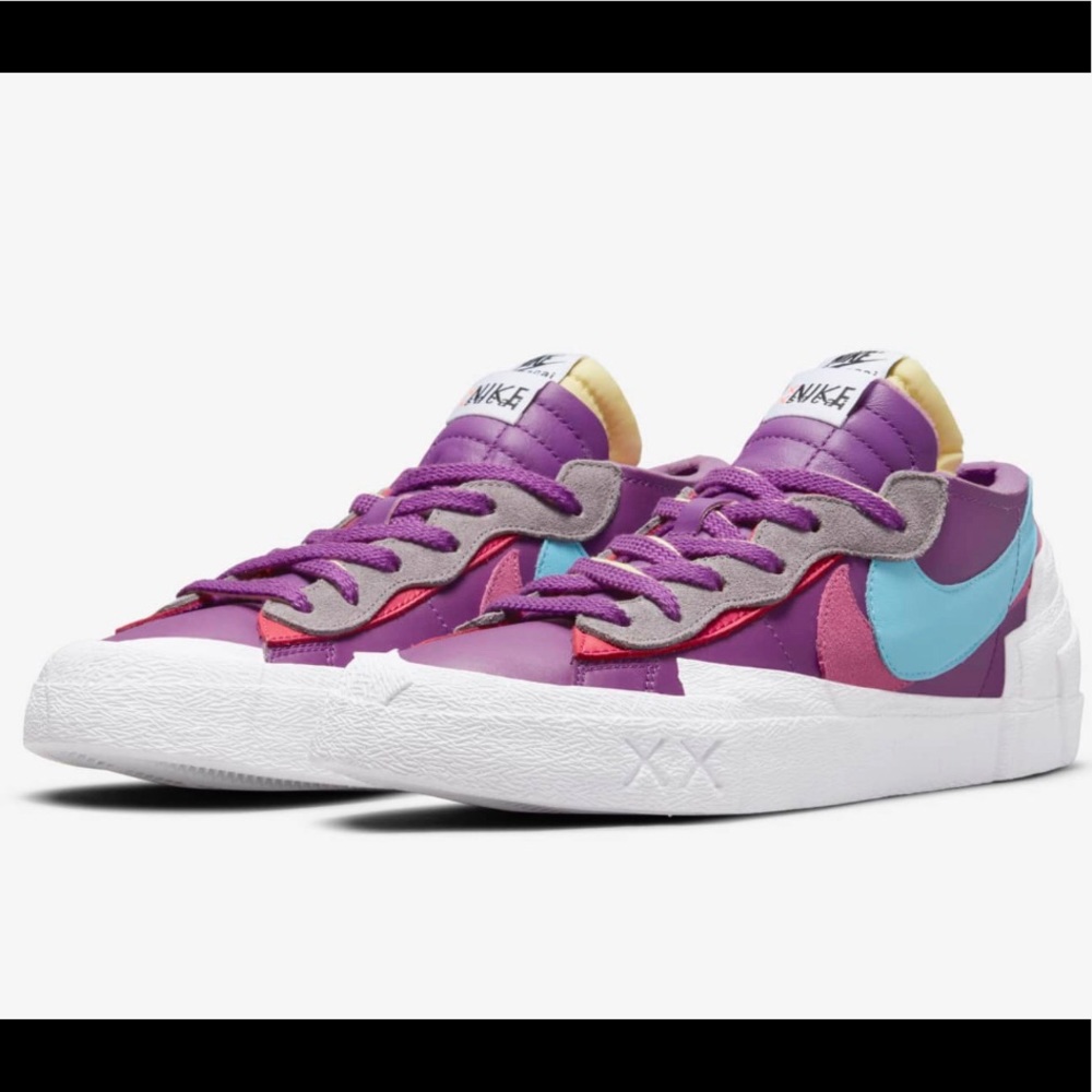 🔥🔥🔥 Like New NIKE SACAI KAWS Blazer Low Purple Dusk Unisex Sneakers 🔥🔥🔥 - Picture 4 of 17